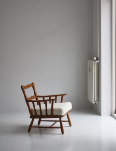 1940´s Set of Pinewood & Sheepskin Lounge Chairs by Swedish Cabinetmaker