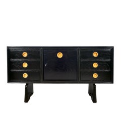 Mid-Century Modern Sideboard Attributed to Paolo Buffa, Oak and Mirror - Italy