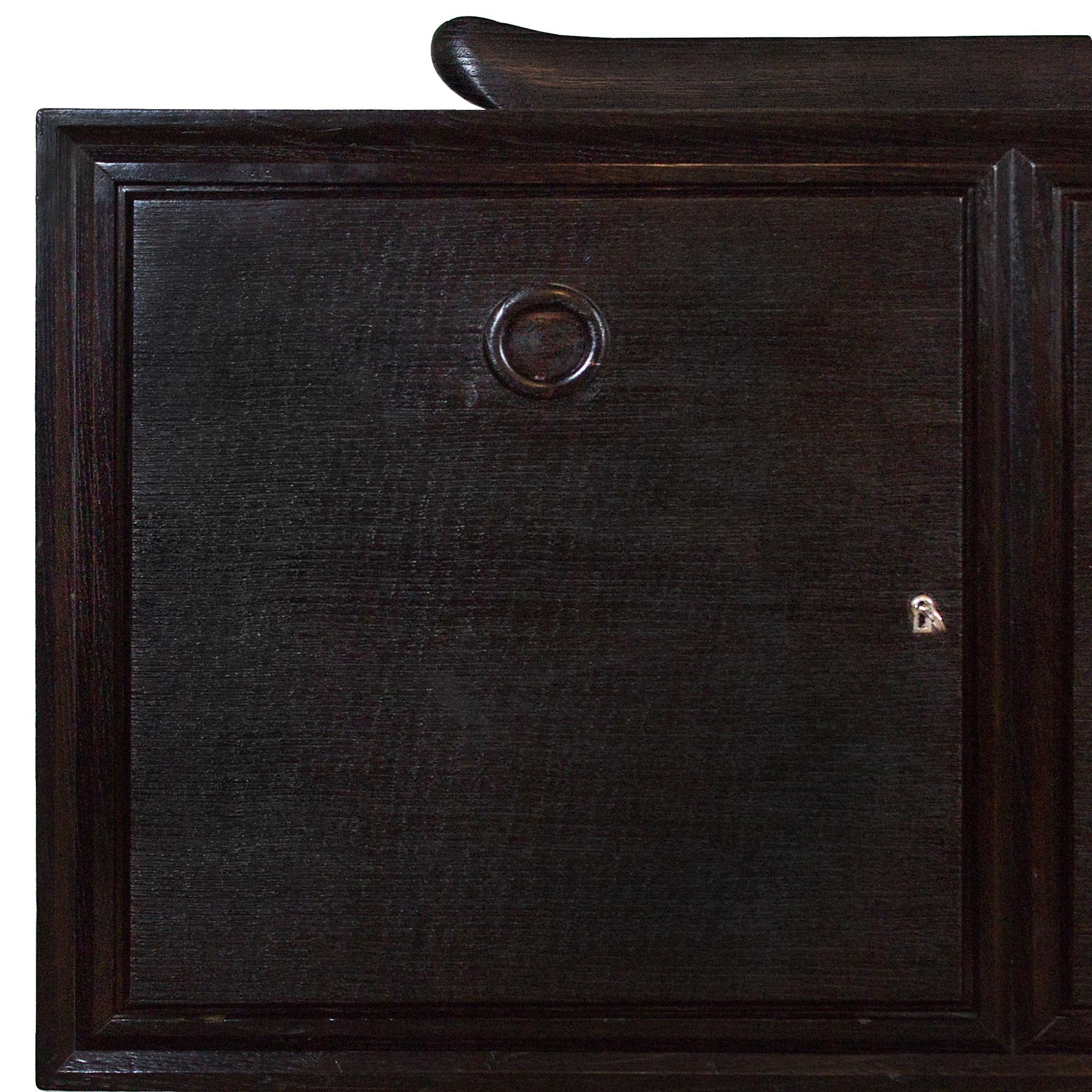 1940s Sideboard by Paolo Buffa, Ebonized Oak, Japanese Style, Italy In Good Condition In Girona, ES