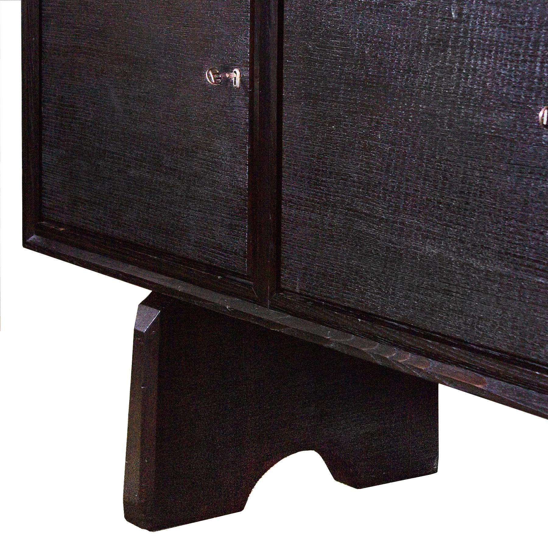 Mid-20th Century 1940s Sideboard by Paolo Buffa, Ebonized Oak, Japanese Style, Italy