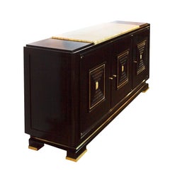 Aparador Moderno de Mediados de Siglo al Estilo de Maxime Old, Caoba, Latón -Francia