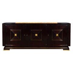 Used Mid-Century Modern Sideboard in the Style of Maxime Old, Mahogany, Brass -France