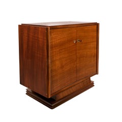 1940s Small Central Dry Bar, Mahogany Veneer, Brass, Lightning System, France