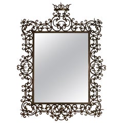 Antique 1940s Spanish Midcentury Wrought Iron Mirror