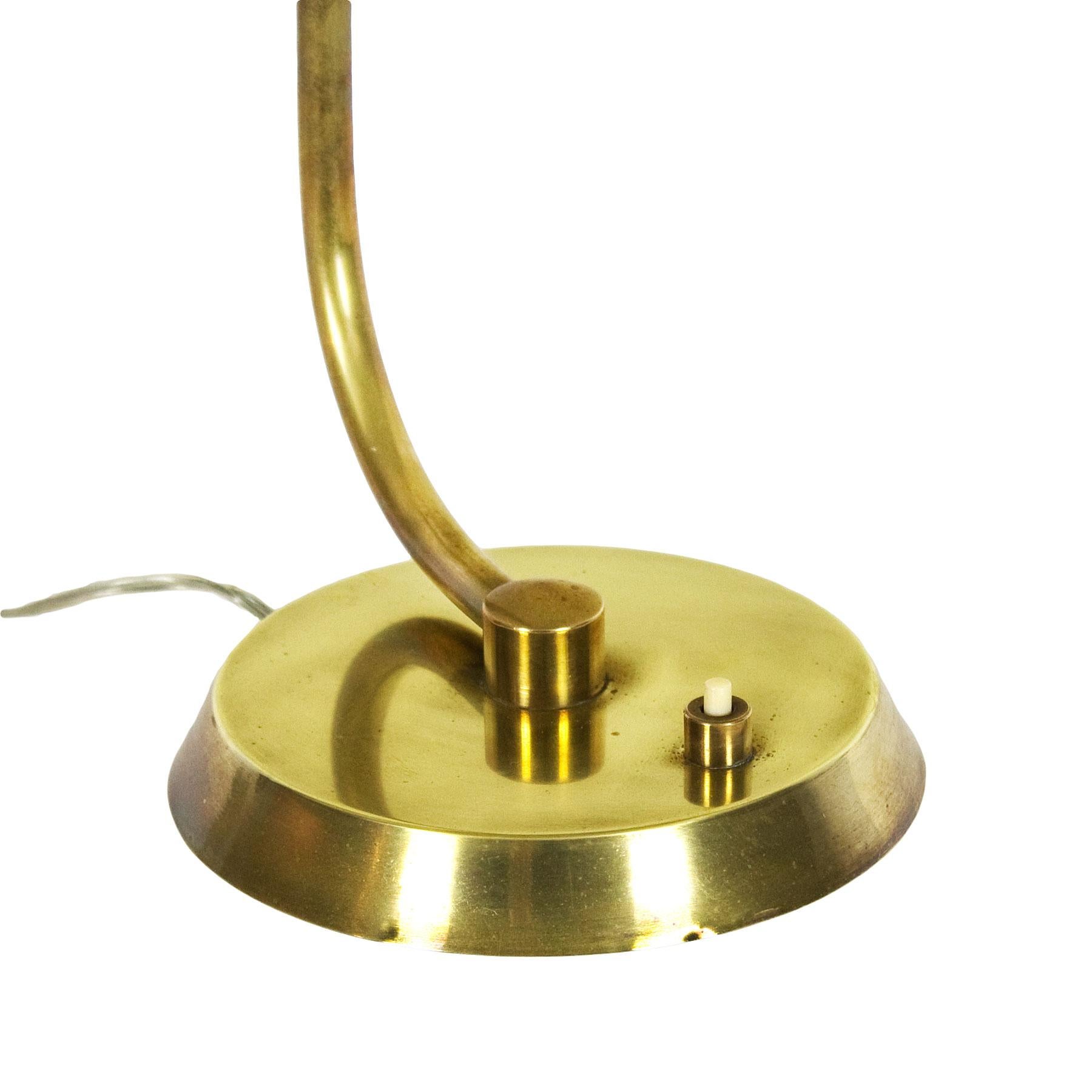 Mid-20th Century 1940s System Table Lamp, Polished Brass, Frosted Glass, Italy