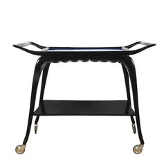 Mid-Century Modern Walnut Bar Cart with Still Life - Italy