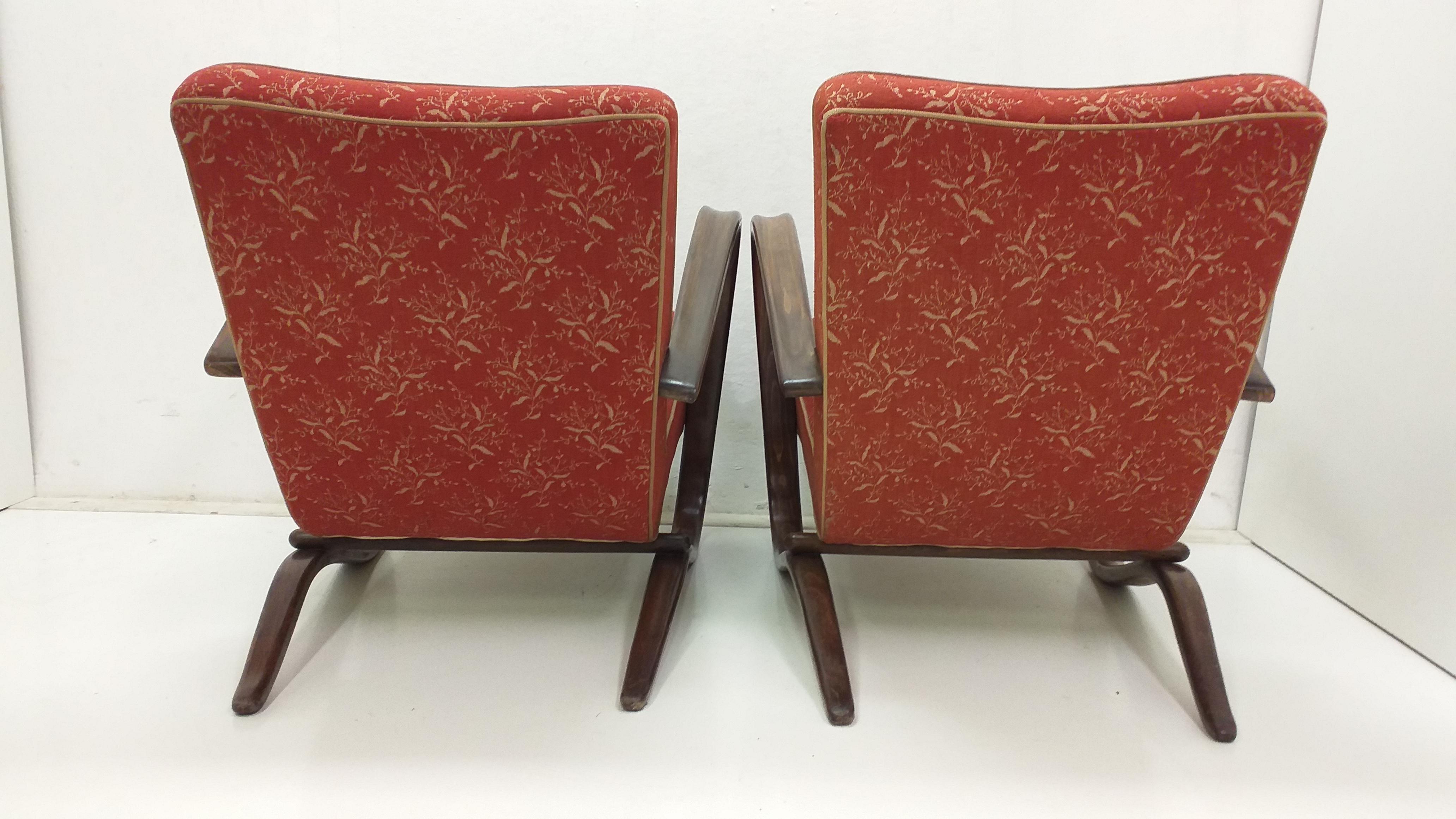 1940 Set of two Halabala Armchairs H 269 + Spider table For Sale 10