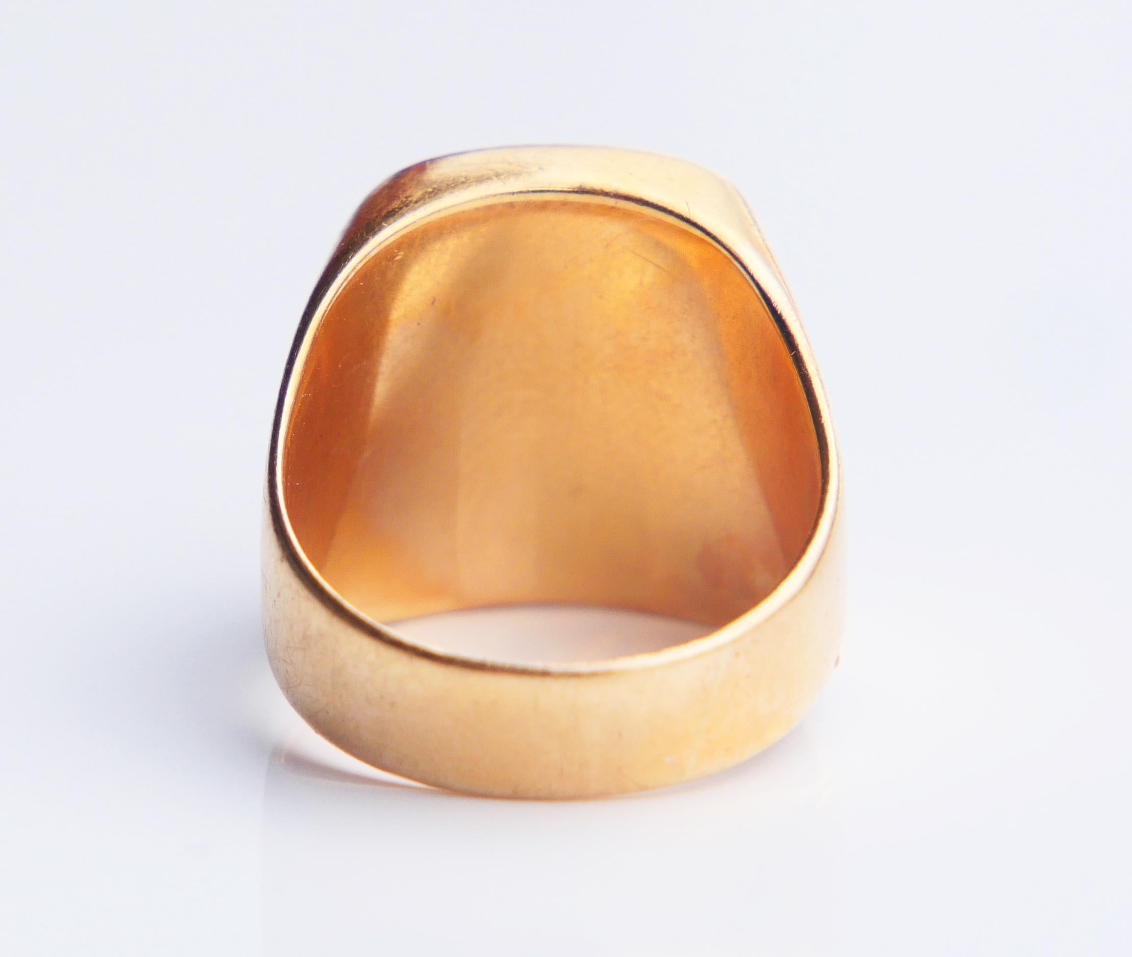 1940 Signet Ring Leopard Intaglio Red Onyx solid 18K Gold ØUS4.5 / 7.2gr For Sale 7