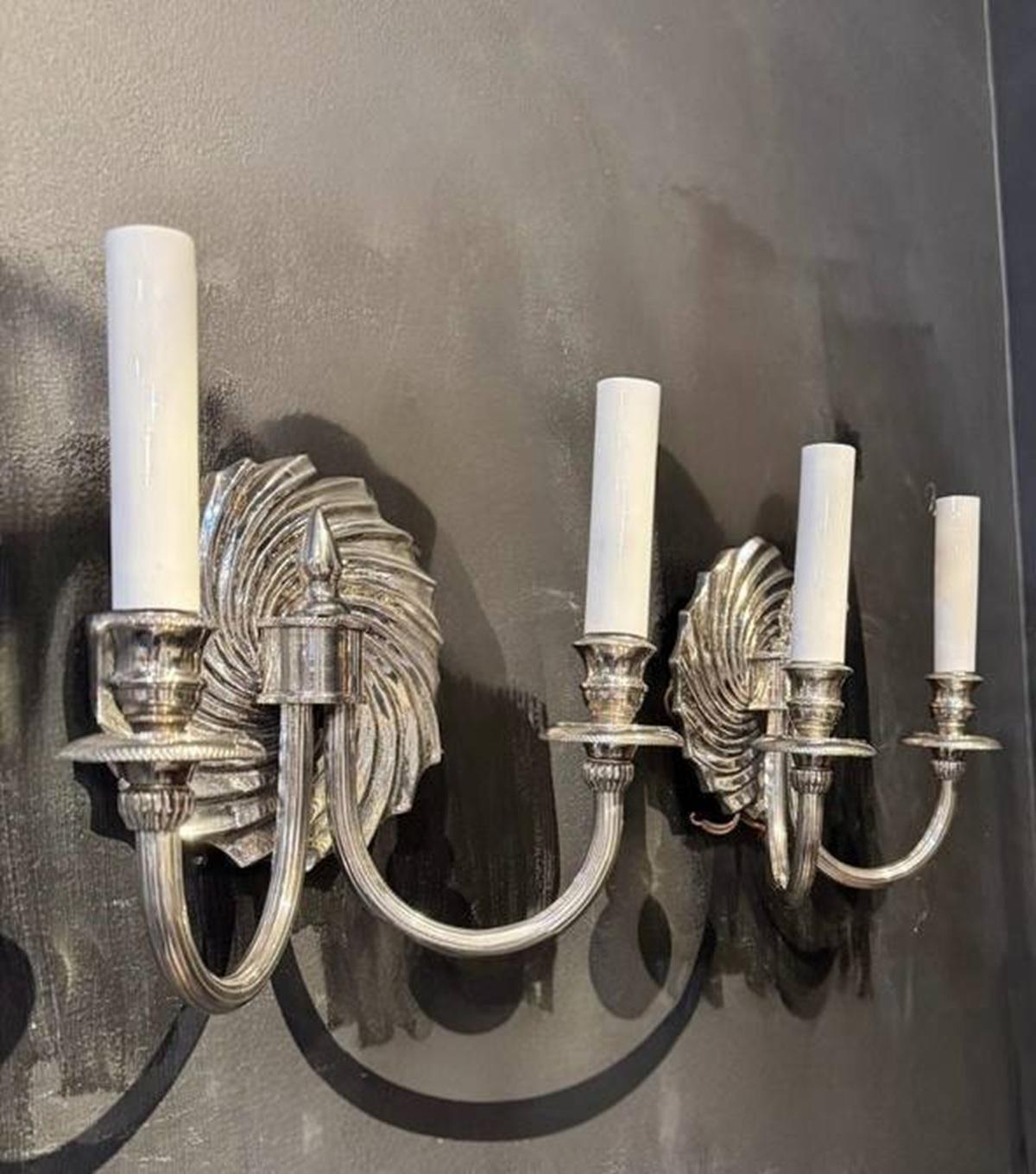 Coppia di appliques francesi placcate in argento In condizioni buone in vendita a New York, NY