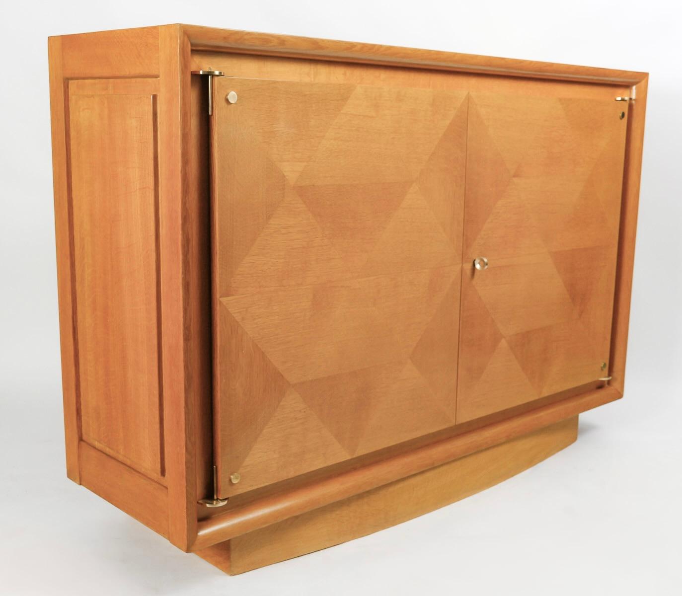 Bronze 1940 Storage unit by Maxime Old in light oak marquetry.