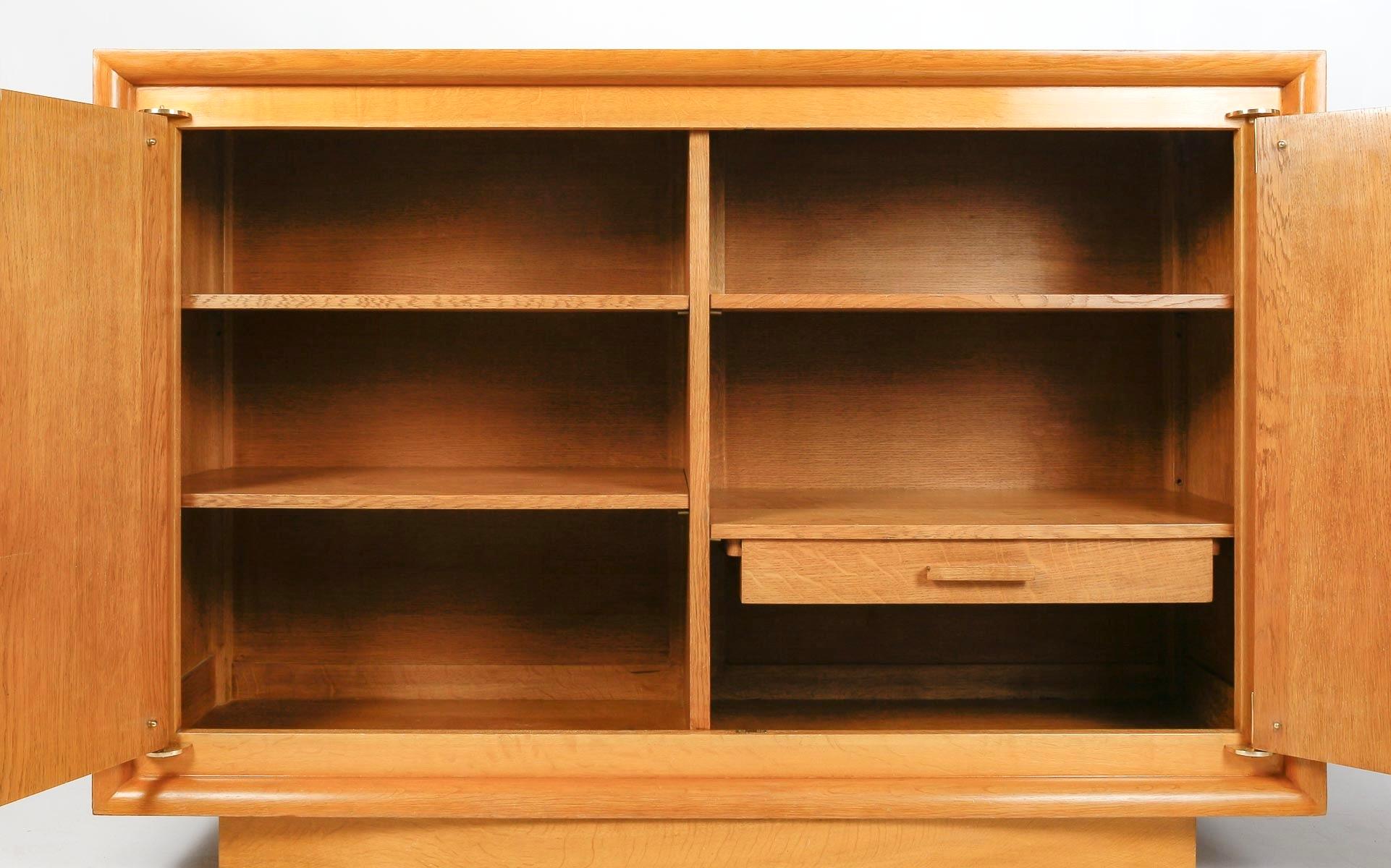 1940 Storage unit by Maxime Old in light oak marquetry. 1