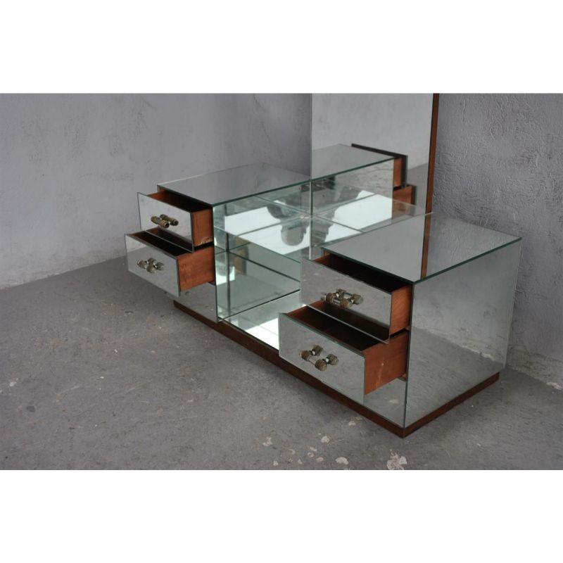20th Century 1940 Style Mirror Dressing Table with 6 Drawers For Sale