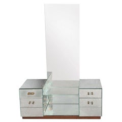 Tavolo da toeletta con specchio e 6 cassetti in stile 1940