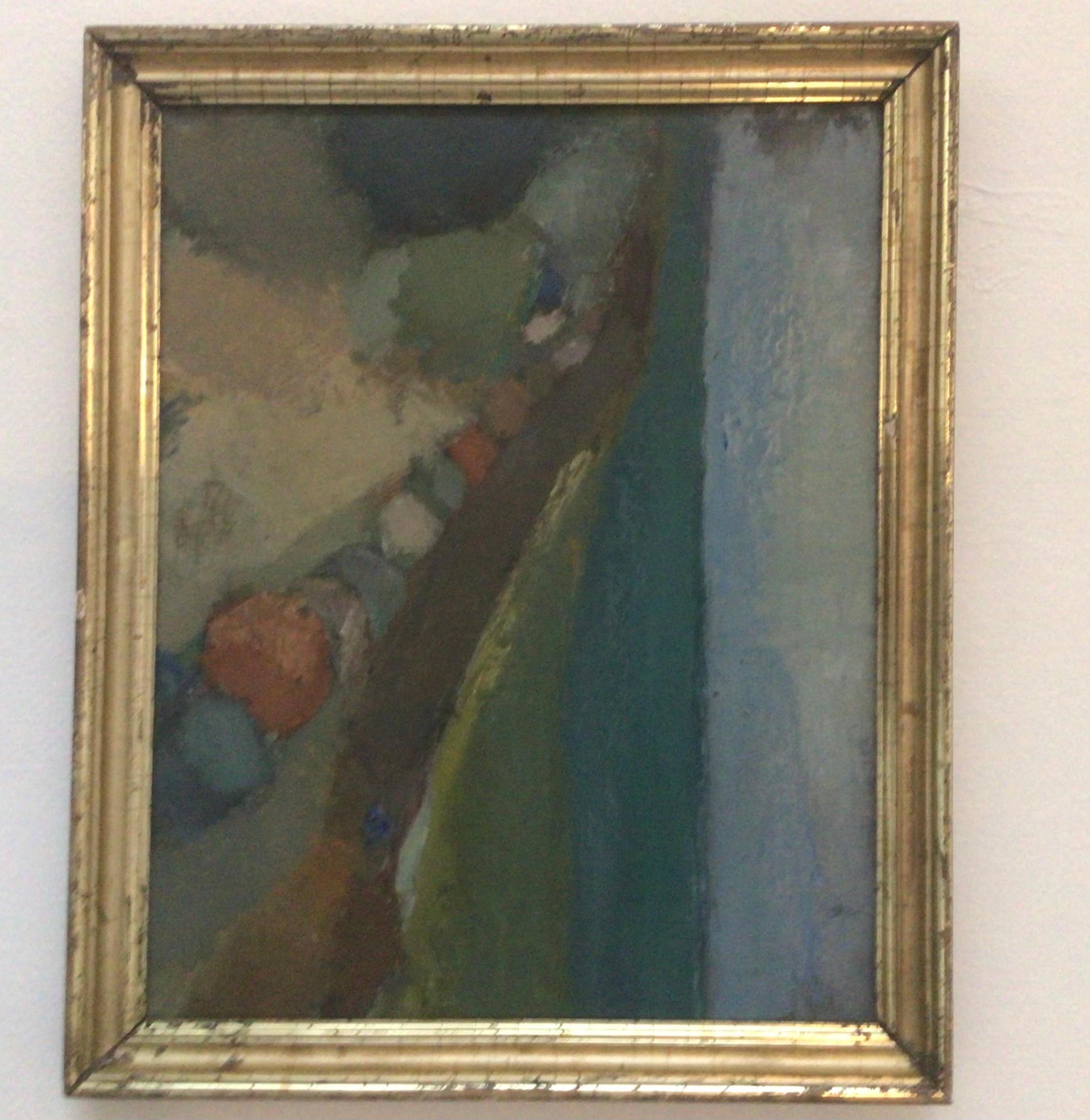 1940 Swedish oil on canvas by artist Nils Nilsson (1924-2017) of a coastal scene 3
