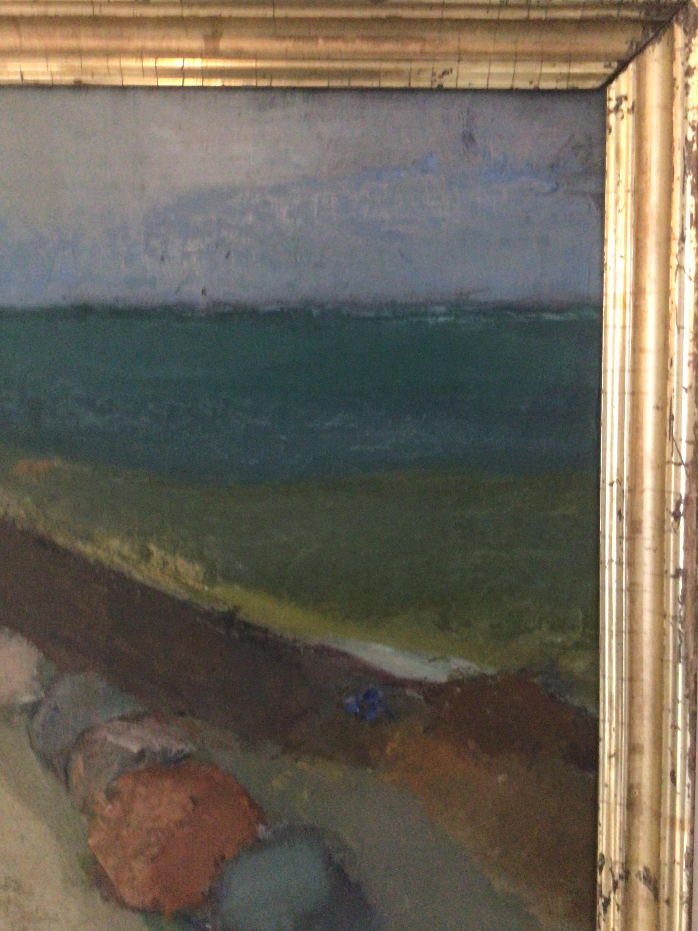 Canvas 1940 Swedish oil on canvas by artist Nils Nilsson (1924-2017) of a coastal scene