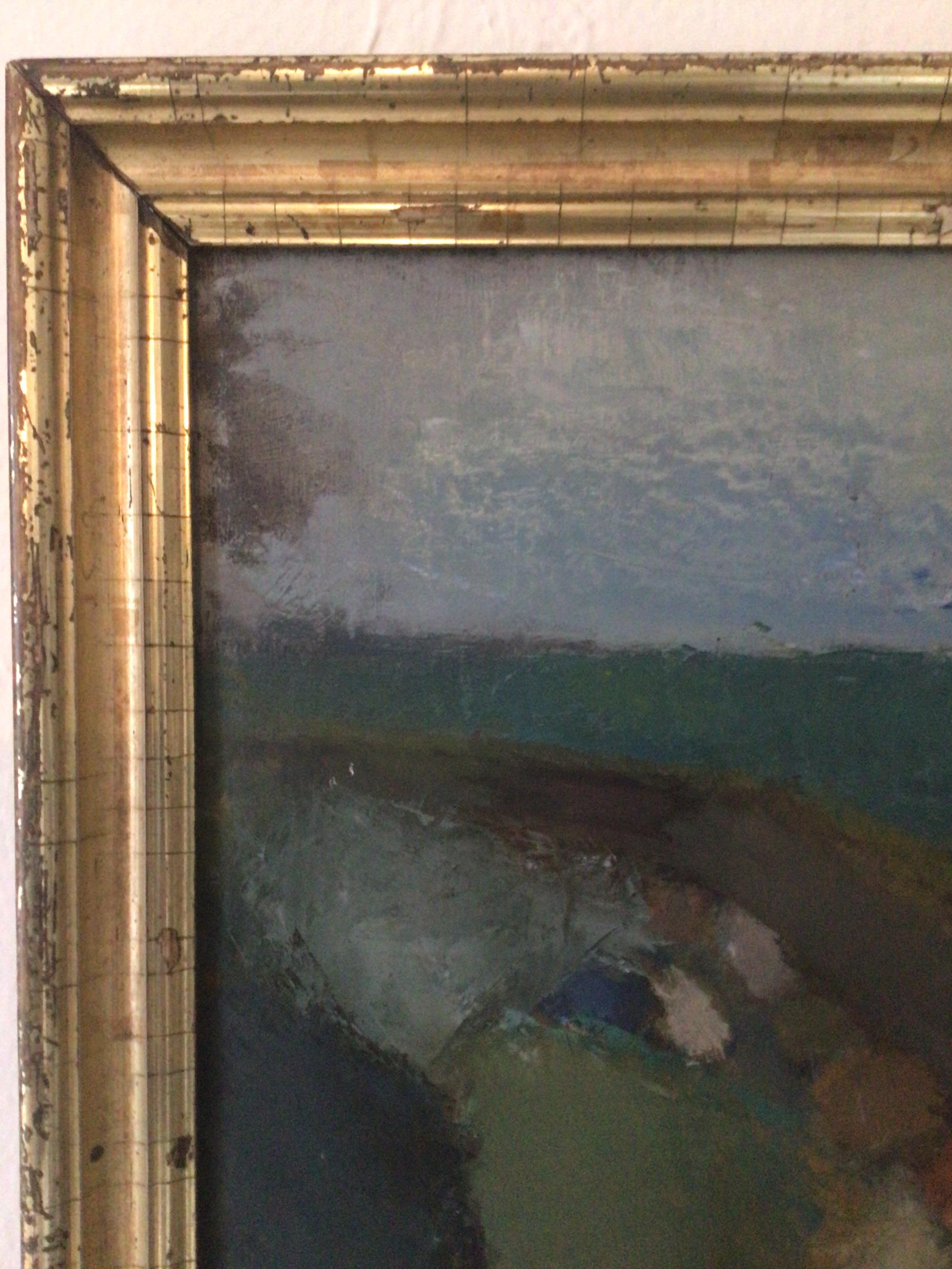 1940 Swedish oil on canvas by artist Nils Nilsson (1924-2017) of a coastal scene 2