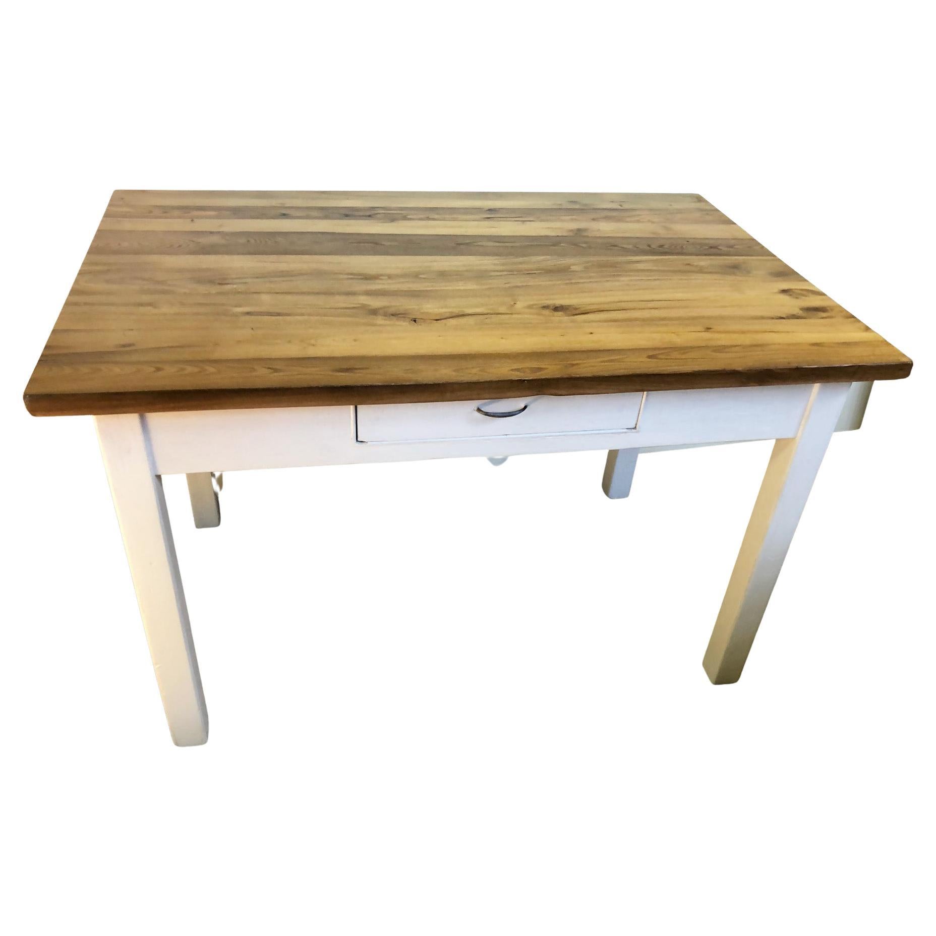 1940 Table Solid Chestnut and Fir, Two-Tone, Tuscany Italian, Honey-Colored Top