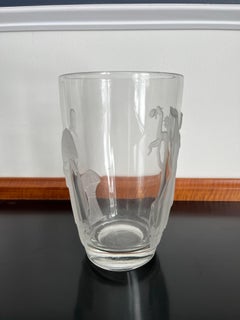 1940 Verlys Raised Seasons Art Deco Frosted Glass Vase Signed Carl Schmitz Verly