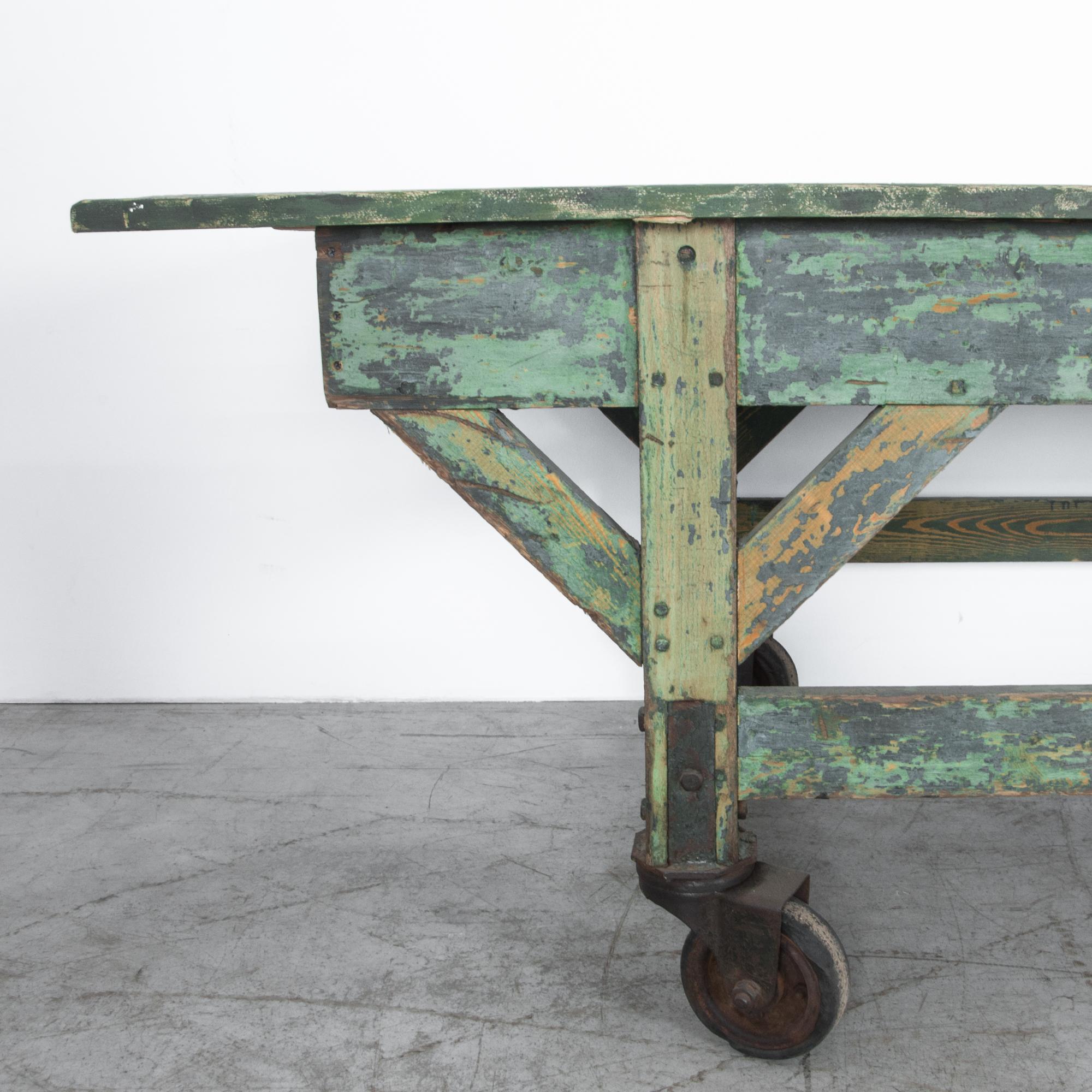 Steel 1940 Vintage French Florist Table