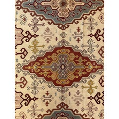 1940 Vintage Geometric Flat Weave Rug