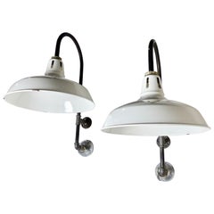 1940 Vintage Industrial Wall Sconces with Enamel Shades - For David 