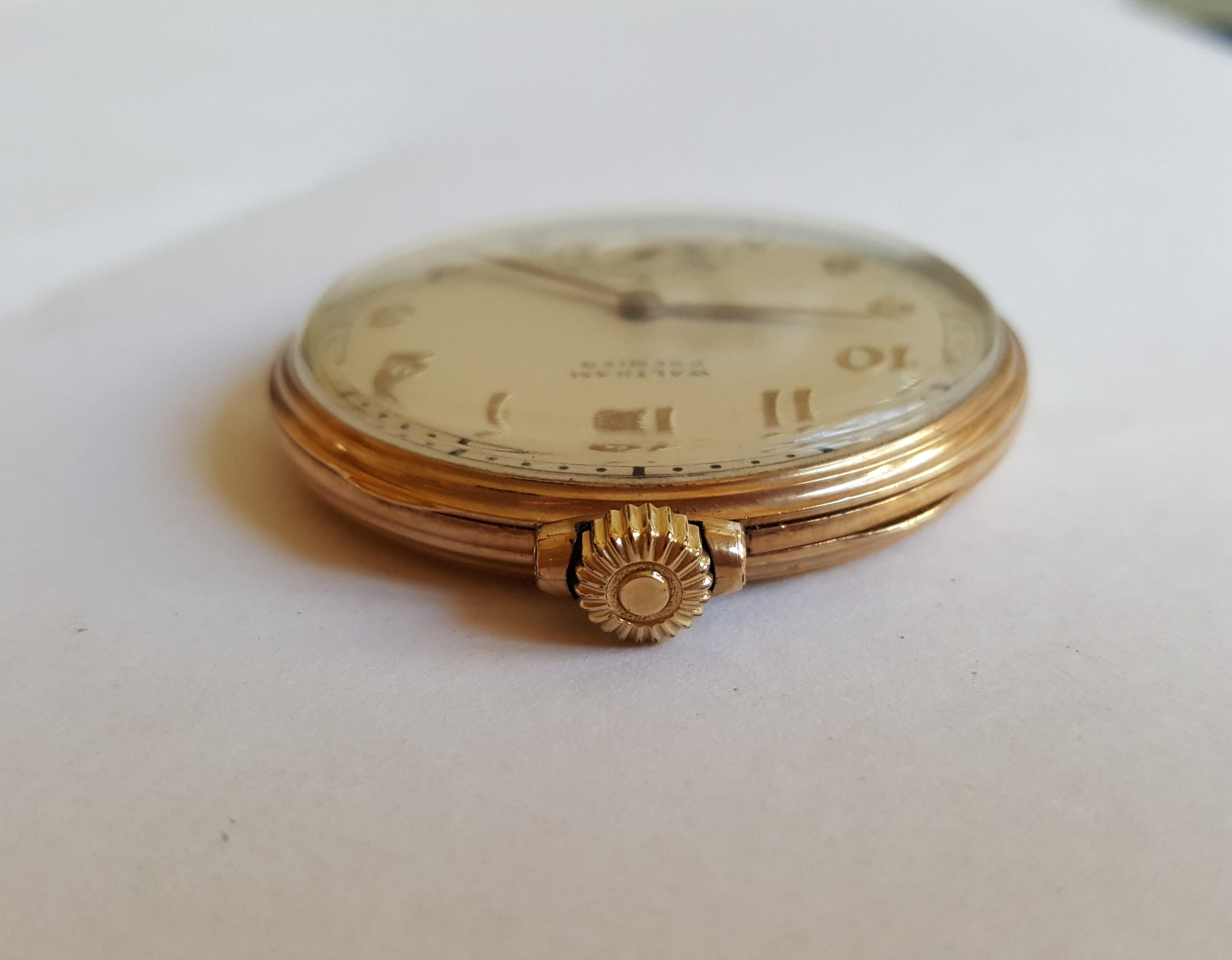Modern 1940 Vintage Waltham Premier Pocket Watch, Working, 17 Jewels, 10 Karat