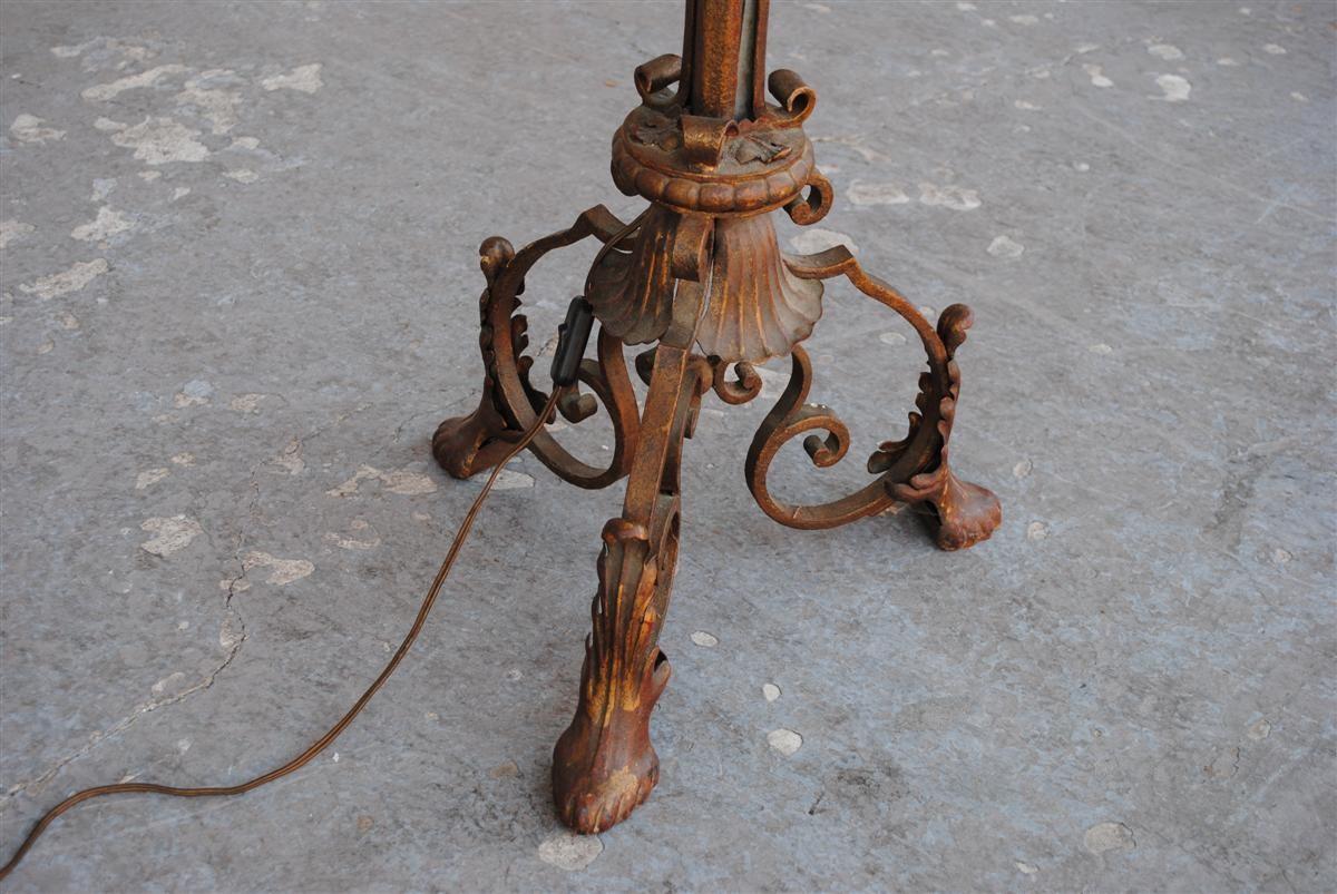 1940 Wrought Iron Base Lamp with Églomiséd Mirror For Sale 5