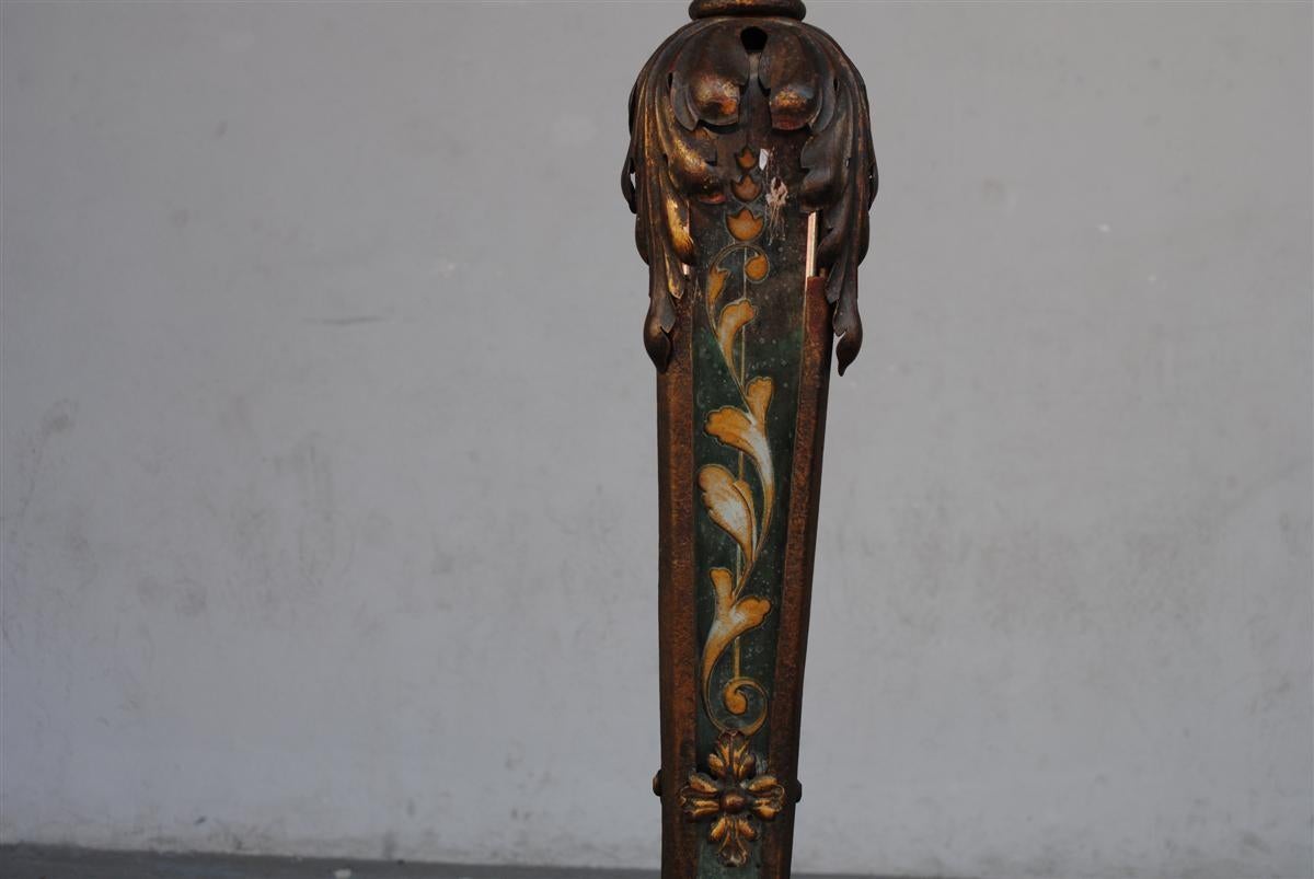 Vetro eglomizzato Lampada con base in ferro battuto del 1940 con specchio Églomiséd in vendita