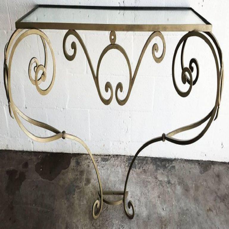 Mid-Century Modern 1940 Wrought Iron French Console For Sale