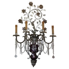 1940 XL Lampada da parete / applique in cristallo tagliato Hollywood Regency 40"