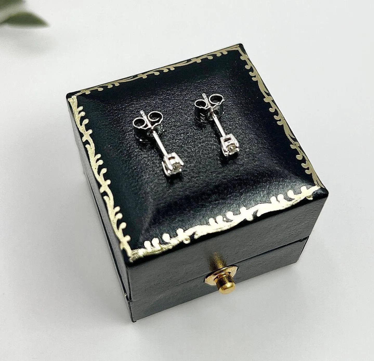 1940s 0.20 Carat Total Brilliant Cut Diamonds Set In New 18ct W Stud Ear Mounts For Sale 6