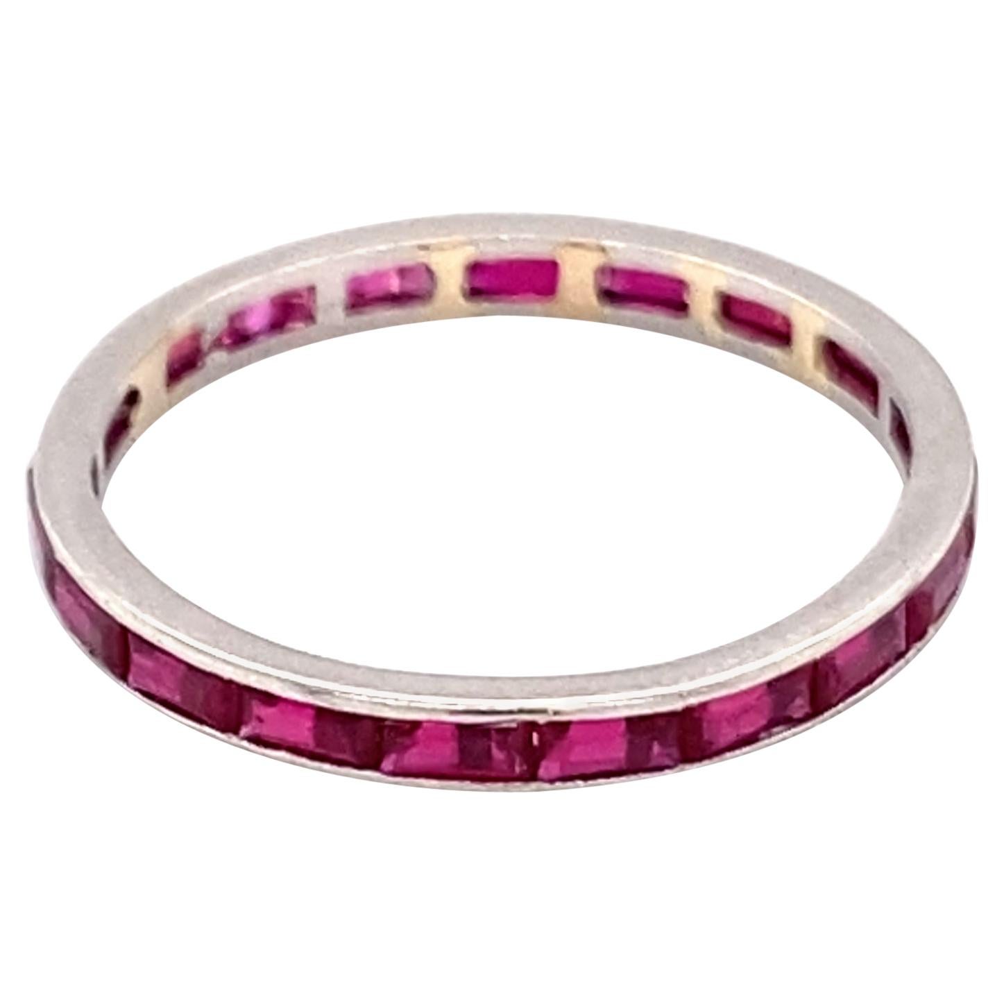 1940s 0.40 Carat Ruby Eternity Band Ring in Platinum For Sale