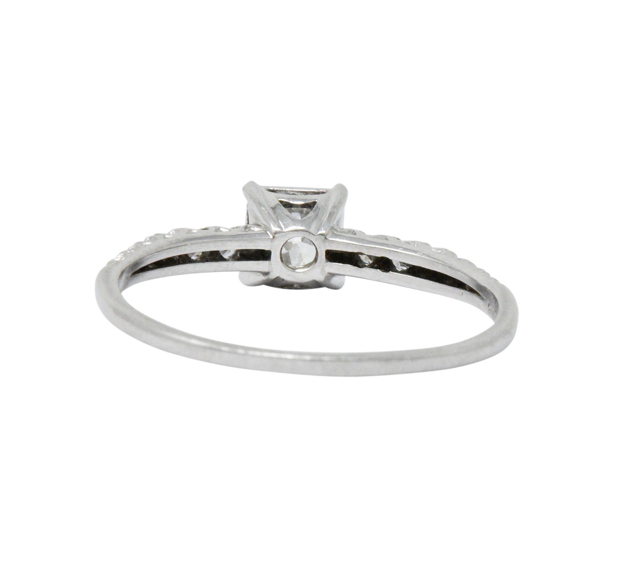 1940s 0.53 Carat Diamond Platinum Engagement Ring In Excellent Condition In Philadelphia, PA