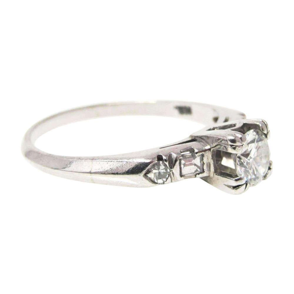 1940s Retro 1.00 CTW Diamond Palladium Engagement Ring