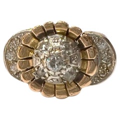 1940s  0.60 carat Diamond Gold Cocktail Ring