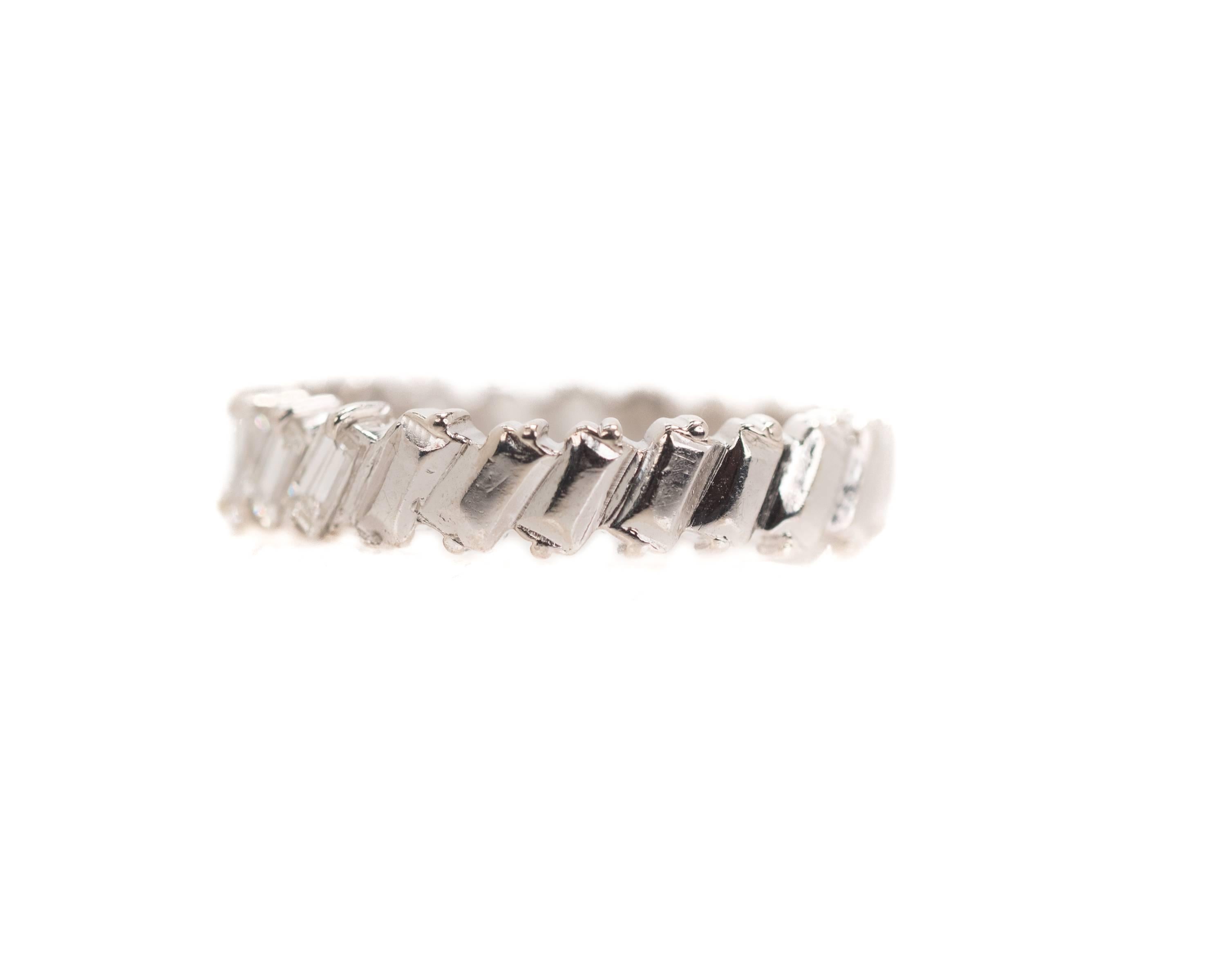 1940s 1 Carat Total Baguette Diamond Half Way around Eternity Band In Good Condition In Hicksville, NY