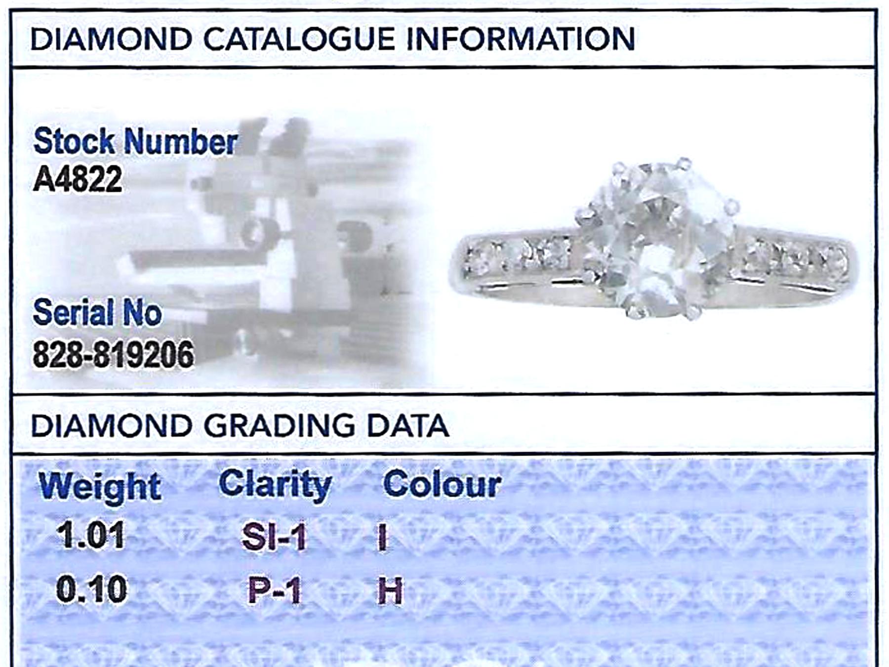 1,01 Karat Diamant Platin Solitär-Ring, 1940er Jahre im Angebot 4