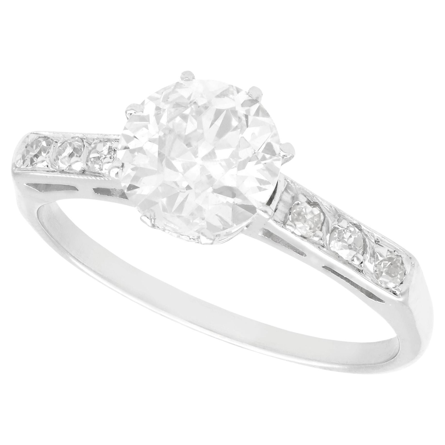 1,01 Karat Diamant Platin Solitär-Ring, 1940er Jahre im Angebot