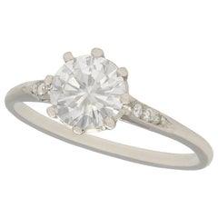 Vintage 1940s 1.05 Carat Diamond and Platinum Solitaire Ring