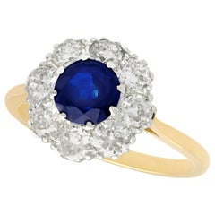 1940s, 1.05 Carat Sapphire and 1.45 Carat Diamond Yellow Gold Cocktail Ring