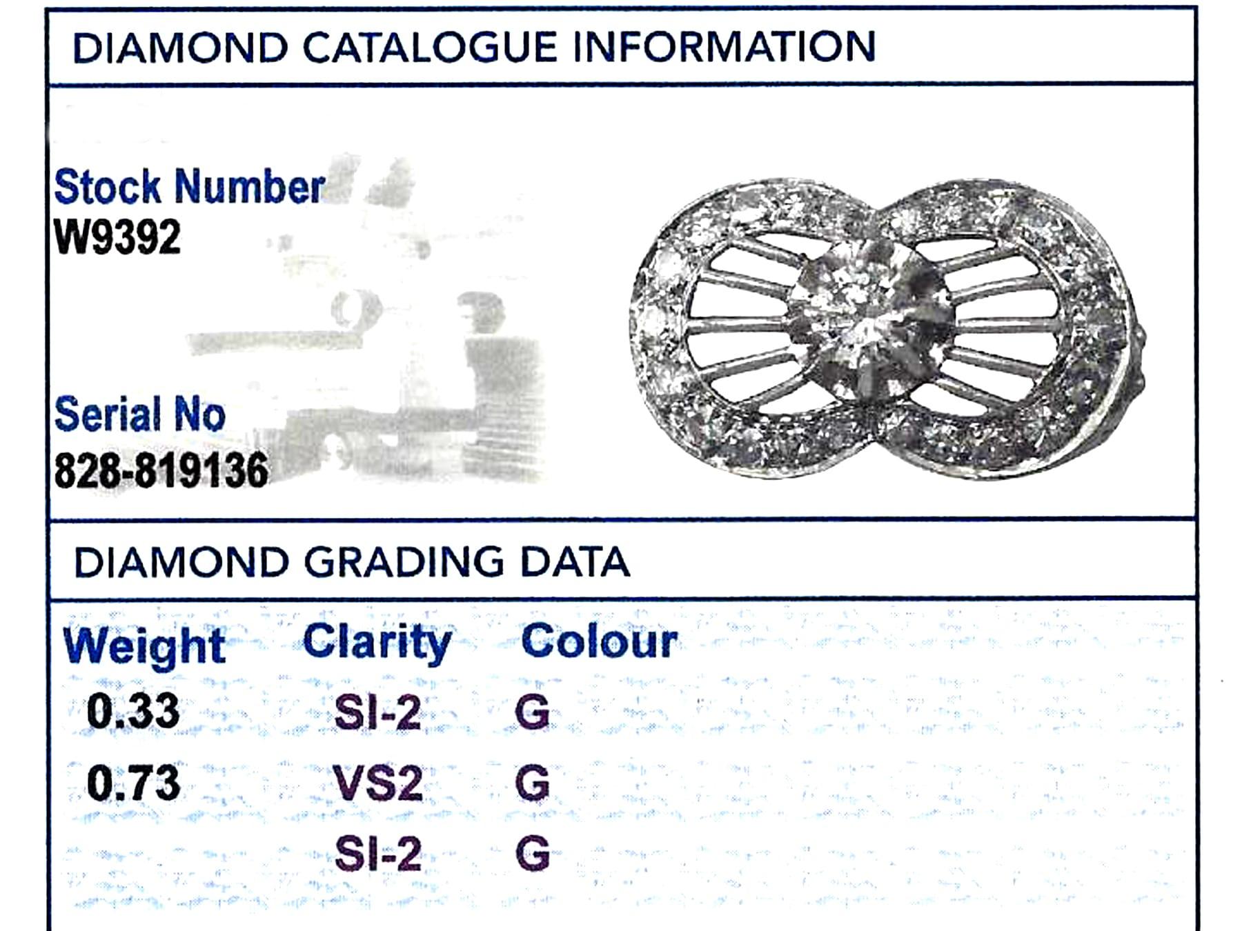 1940s, 1.06 Carat Diamond and Platinum Cocktail Ring For Sale 5