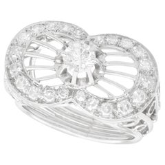 1940s 1.06 Carat Diamond and Platinum Cocktail Ring