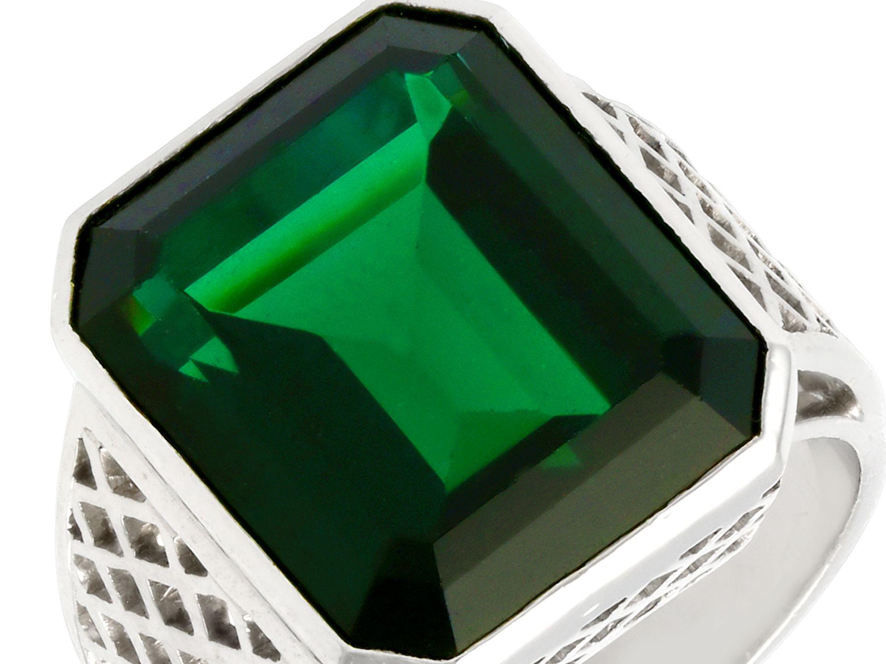Square Cut 1940s 10.94 Carat Tourmaline and White Gold Cocktail Ring
