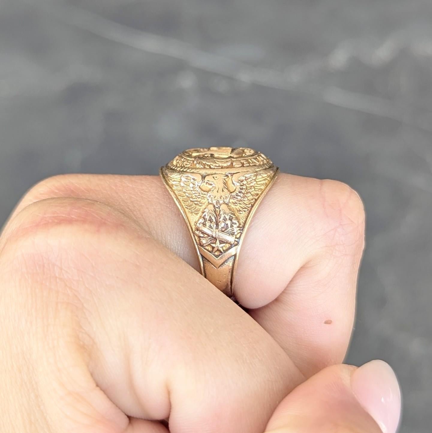 Anello con sigillo da uomo in oro 10 carati del 1940, risalente alla seconda guerra mondiale, per paracadutisti dell'U.S. Army in vendita 5