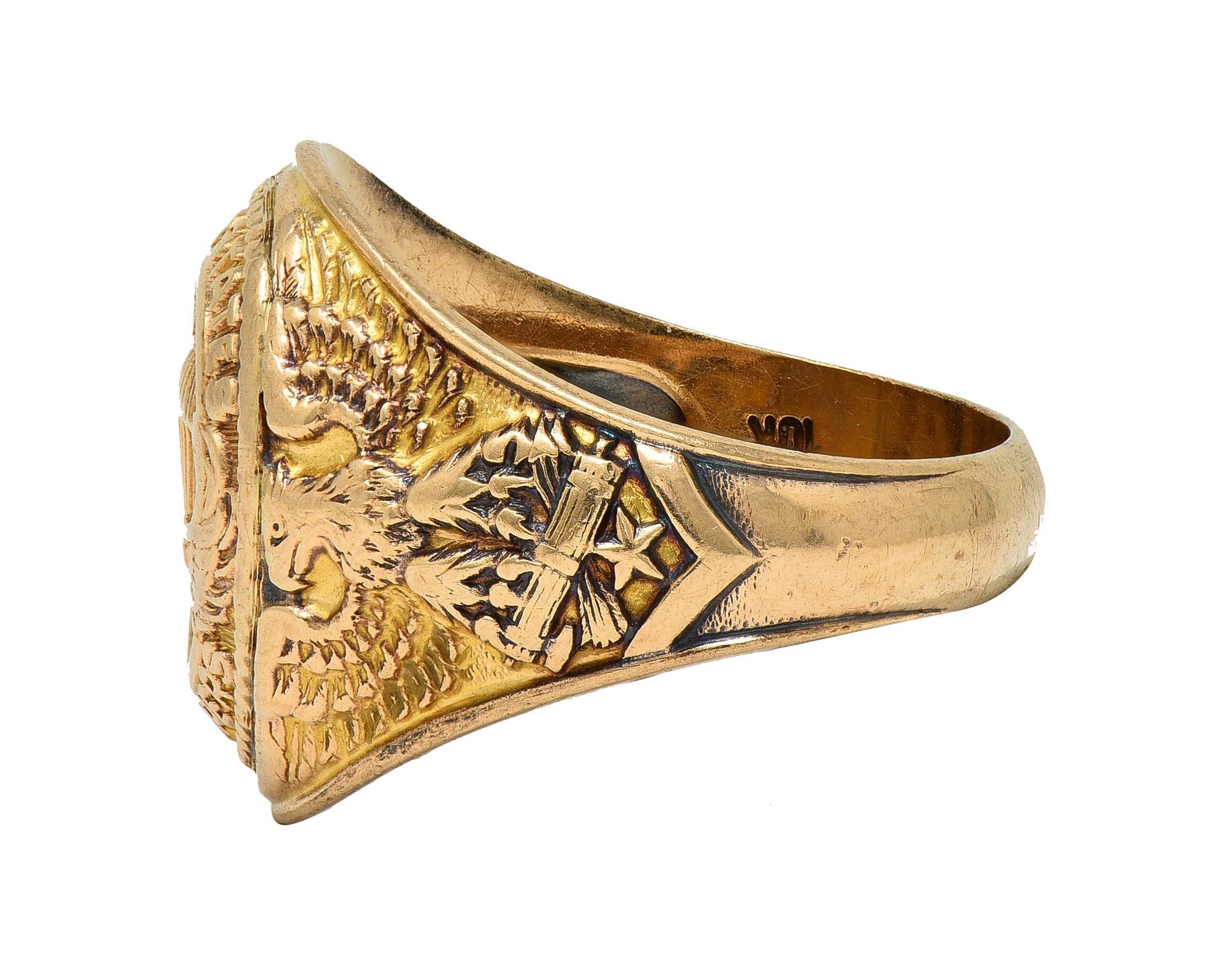 da uomo o donna Anello con sigillo da uomo in oro 10 carati del 1940, risalente alla seconda guerra mondiale, per paracadutisti dell'U.S. Army in vendita