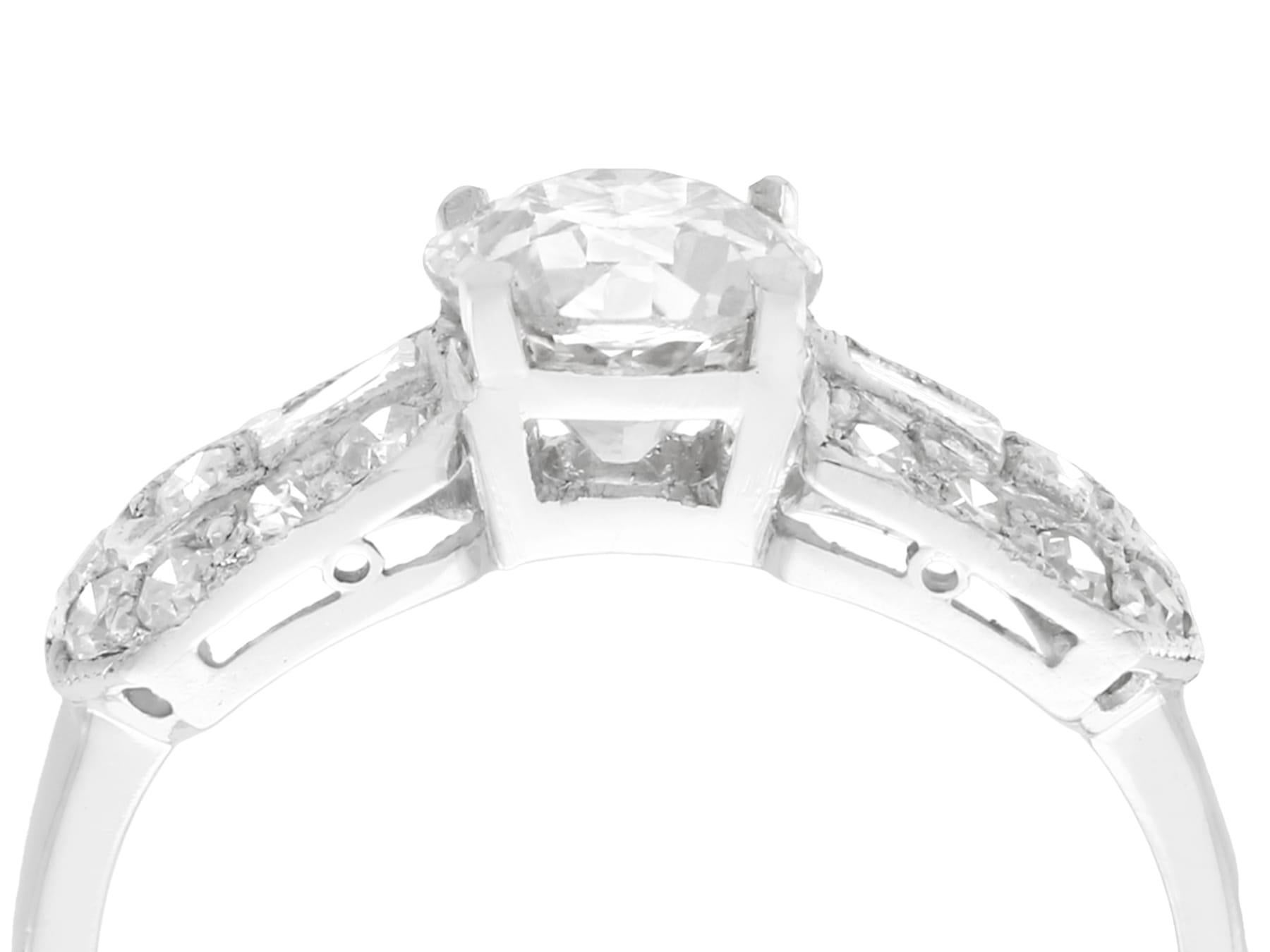 A fine and impressive vintage 1.20 carat diamond and platinum cocktail ring; part of our diverse vintage jewelry and estate jewelry collections.

This fine and impressive 1.20 carat diamond ring has been crafted in platinum.

The pierced decorated