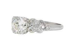 Retro 1.21 Carats Diamond Platinum Floral Engagement Ring GIA