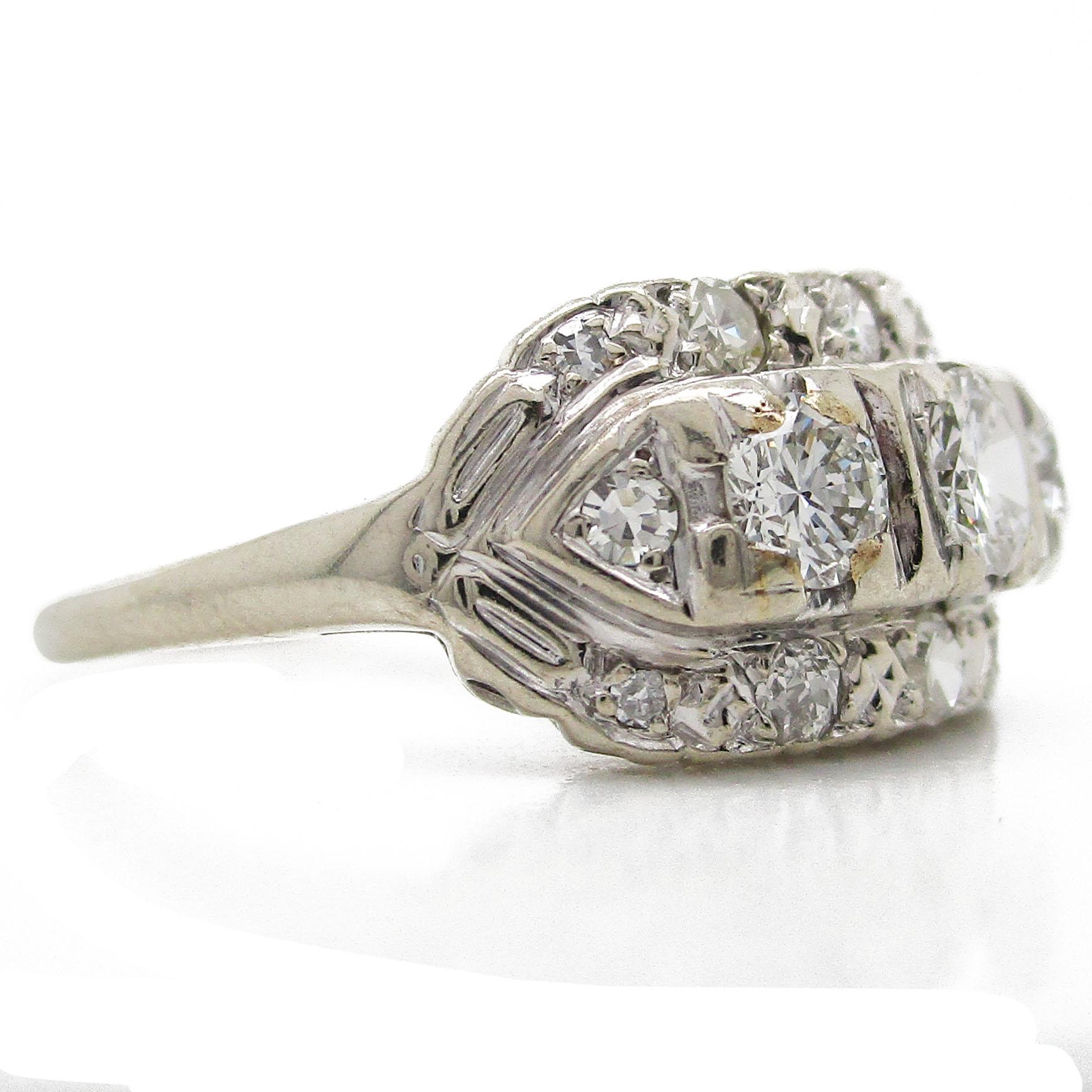 1940s 14 Karat White Gold Diamond Ring In Excellent Condition In Lexington, KY