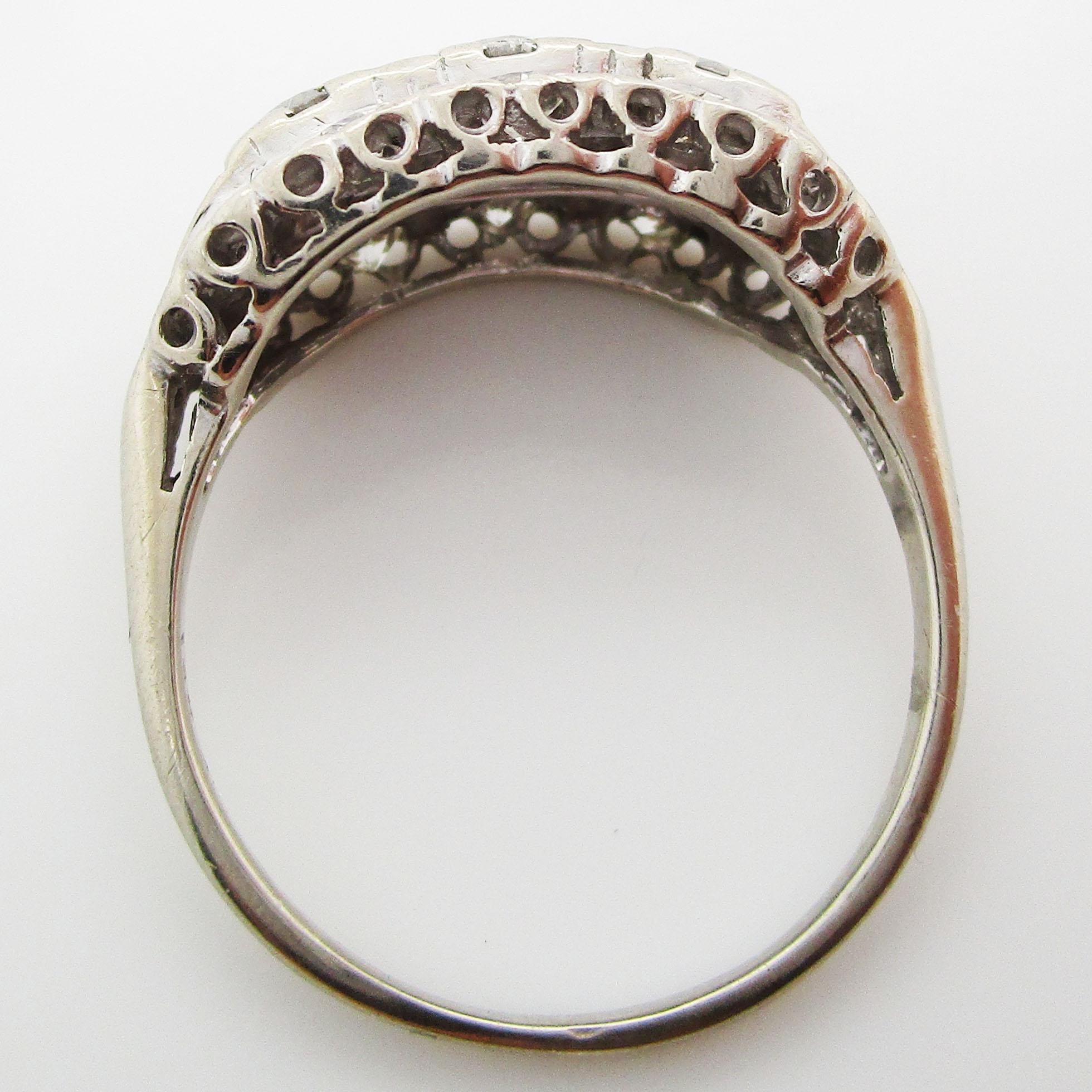 1940s 14 Karat White Gold Diamond Ring 1