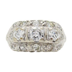 1940s 14 Karat White Gold Diamond Ring